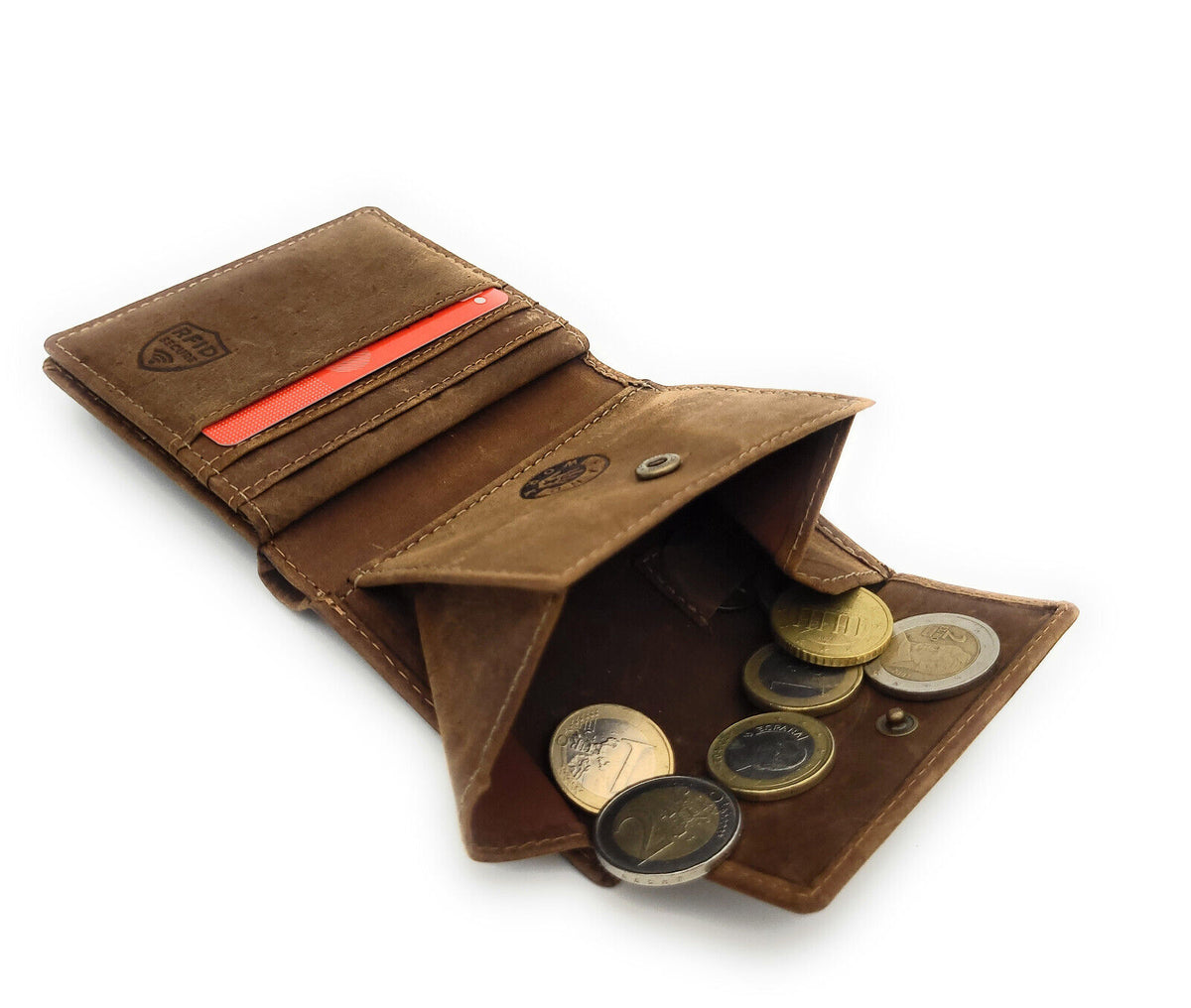 Jockey Club echt Leder Mini Geldbörse Portemonnaie 3D Adler mit RFID NFC Schutz