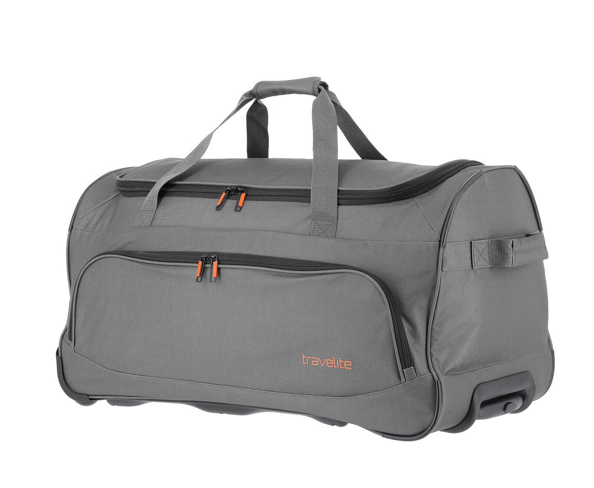 Travelite Basics Fresh Rollenreisetasche Anthrazit, 89 Liter, mit zwei Rollen und Teleskopgriff