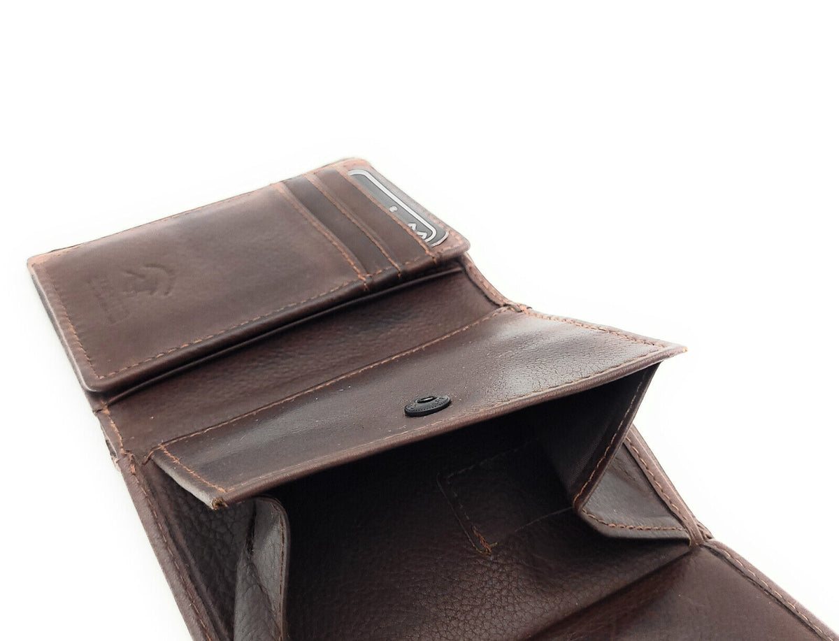Jockey Club echt Leder Mini Geldbörse Portemonnaie Vintage RFID Schutz braun