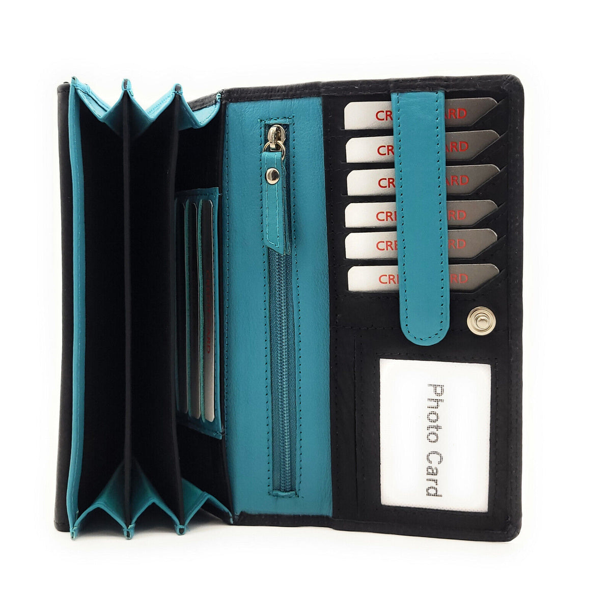 Jockey Club echt Leder Damen Geldbörse Portemonnaie mit RFID Schutz bicolor schwarz blau