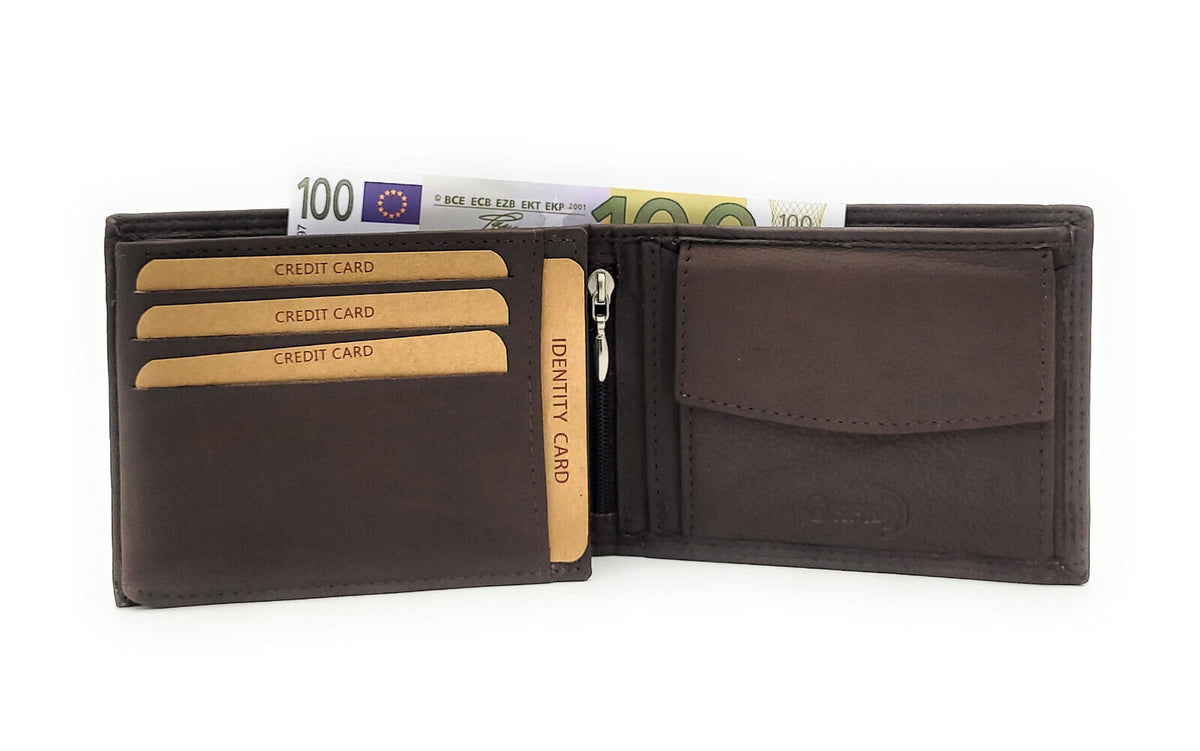 Jockey Club Basic echt Leder Herren Geldbörse Portemonnaie Geldbeutel mit RFID NFC Schutz braun