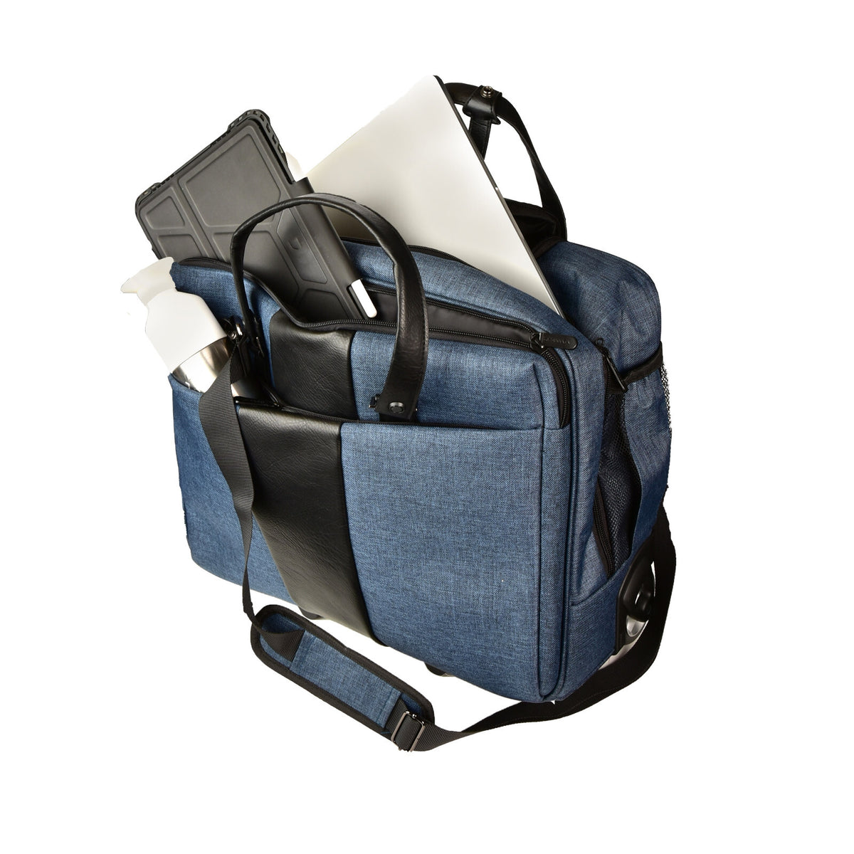 Dermata Office Case Trolley 46x37x21 cm | Laptopfach 17" | Polycanvas | Business Reisetasche mit Rollen & Organizer petrol