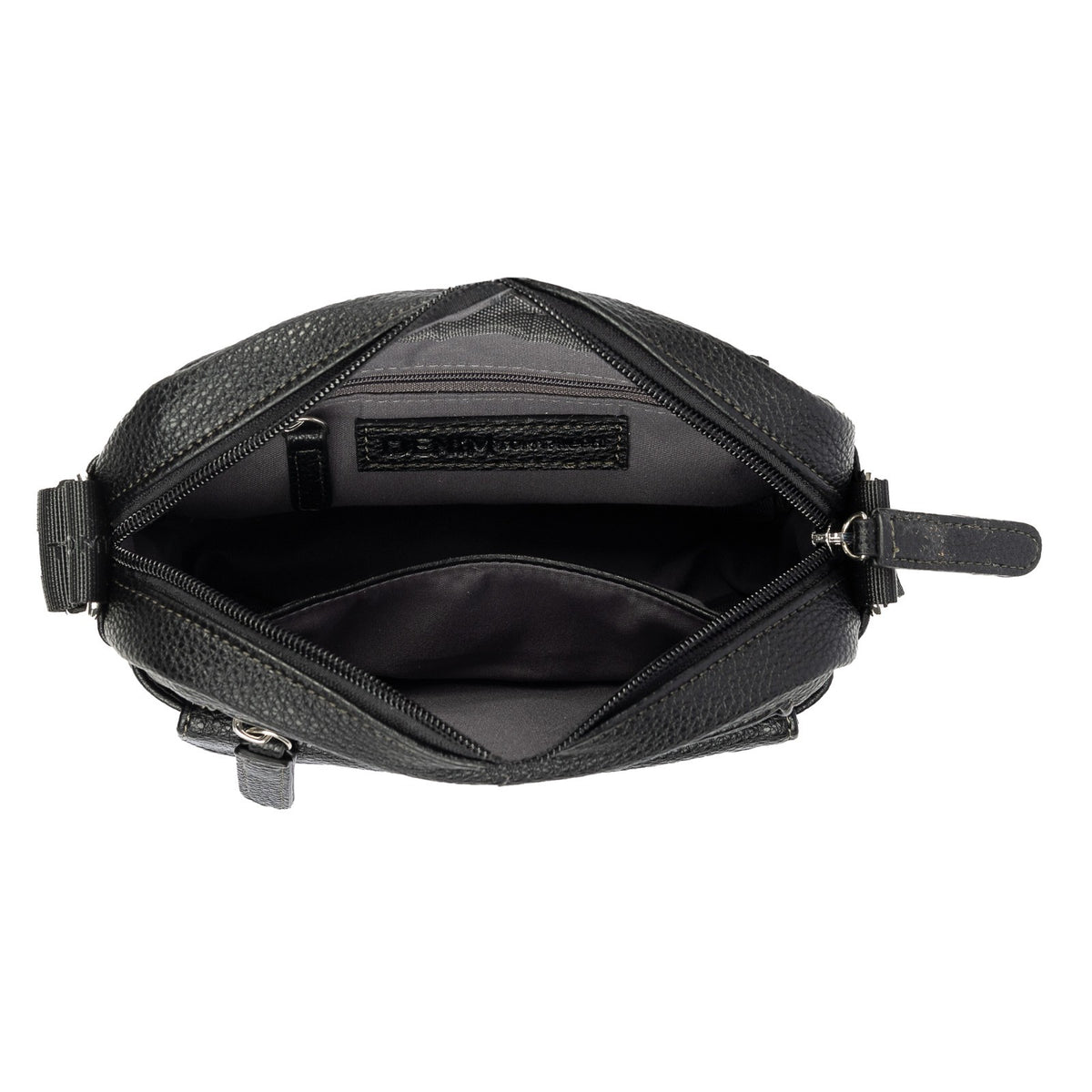Tom Tailor Denim Cross Bag S Fara – kompakte Umhängetasche mit mehreren Fächern, Handtasche, Kunstleder, schwarz