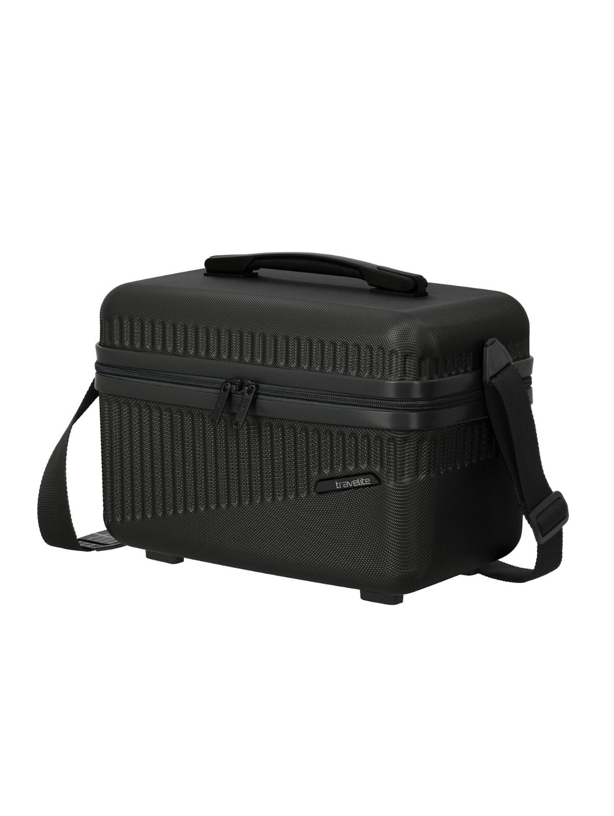 Travelite Bali Beautycase – Kosmetikkoffer 36 cm | 17 l | Hartschale mit Trolley-Aufsteckung & Schultergurt schwarz