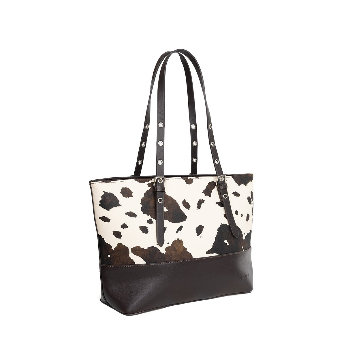 Justified Skog Damen-Shopper mit Kuhmuster und Reißverschluss – Braun/Creme