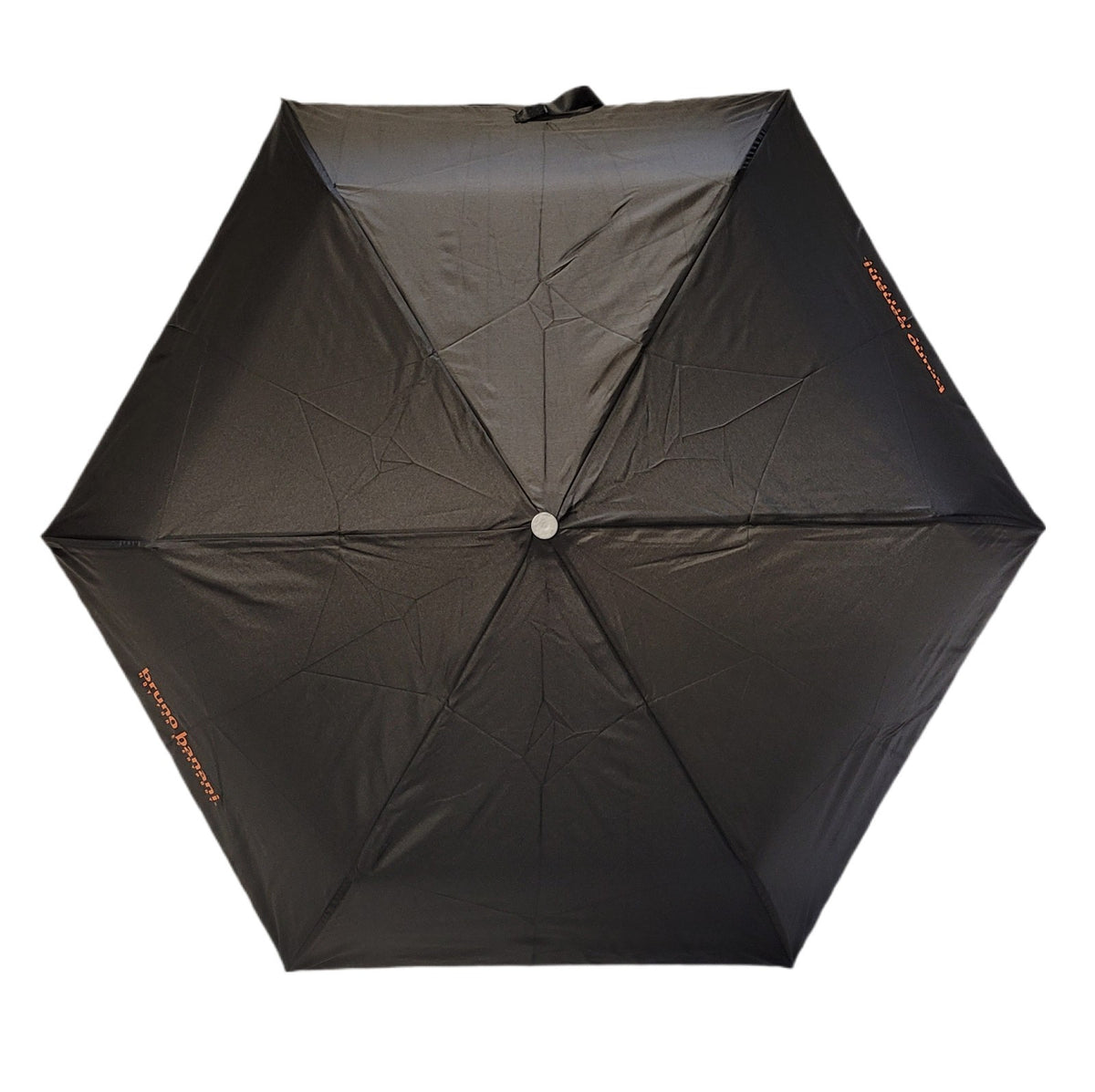 bruno banani Mini-Regenschirm – Handöffner, Stahl-Fiberglasgestell, Polyester Pongee, geriffelter Griff mit erhabenem Logo Schwarz Orange