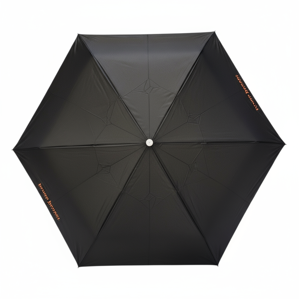 bruno banani Mini-Regenschirm – Handöffner, Stahl-Fiberglasgestell, Polyester Pongee, geriffelter Griff mit erhabenem Logo Schwarz Orange