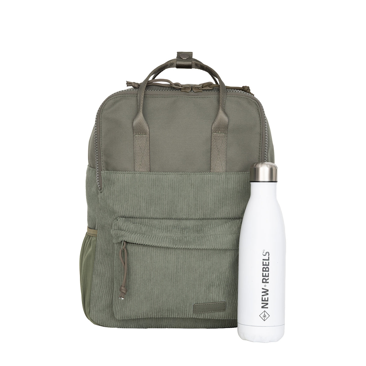New Rebels Rucksack Ribbi Springfield mit Kordoptik und Tabletfach grün