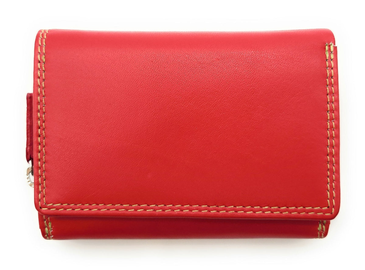 Jockey Club Rio Piccolino Damen Mini Geldbörse Leder RFID-Schutz Münzfach tropische Farben rot / bunt