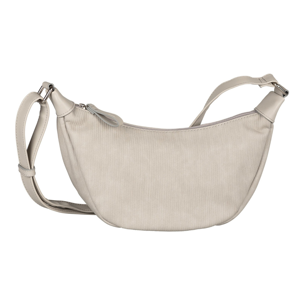 Tom Tailor Denim Liriel Cord Cross Bag M – Damen Umhängetasche aus PU mit Reißverschluss und verstellbarem Schulterriemen Handtasche light grey