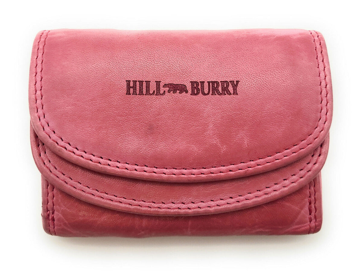 Hill Burry kleine echt Leder Damen Geldbörse Portemonnaie Waschleder RFID Schutz pink