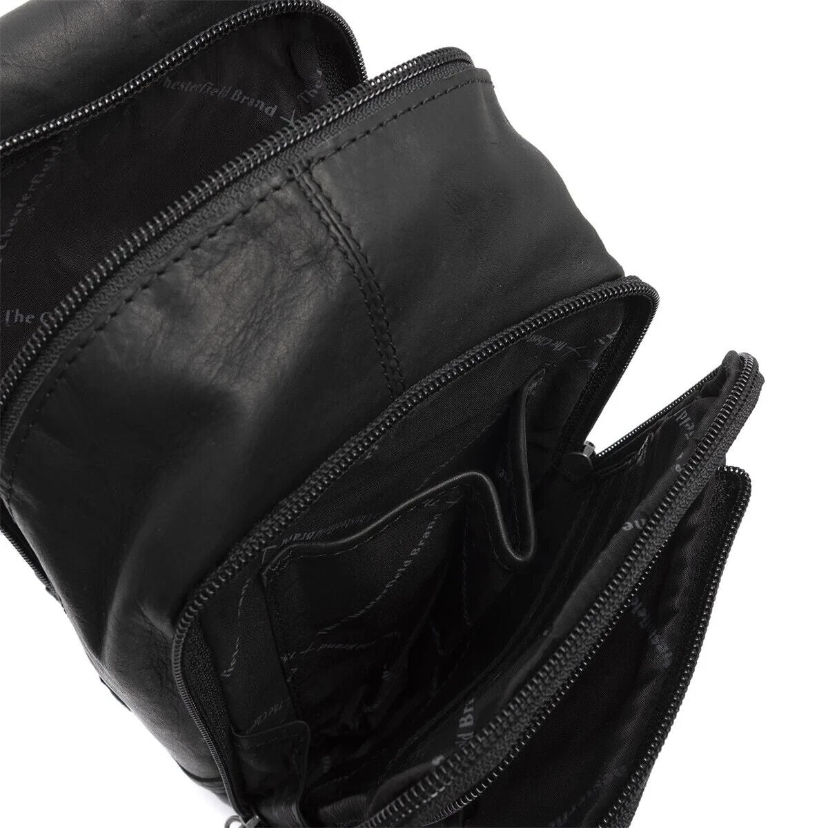 The Chesterfield Brand echt Leder Crossbag Slingbag Crossbodybag Umhängetasche Riga schwarz
