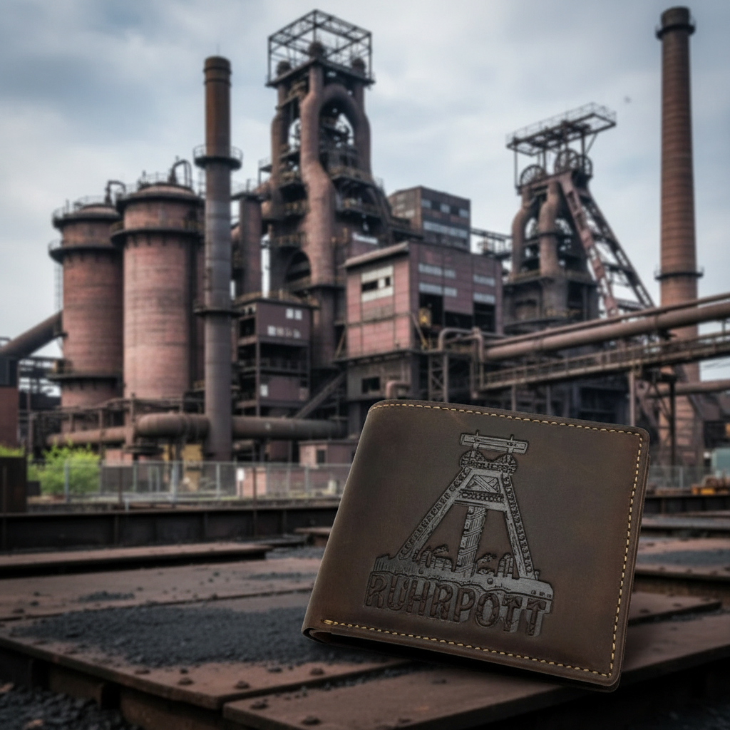 echt Leder Geldbörse Portemonnaie Ruhrpott Ruhrgebiet Förderturm RFID NFC Schutz