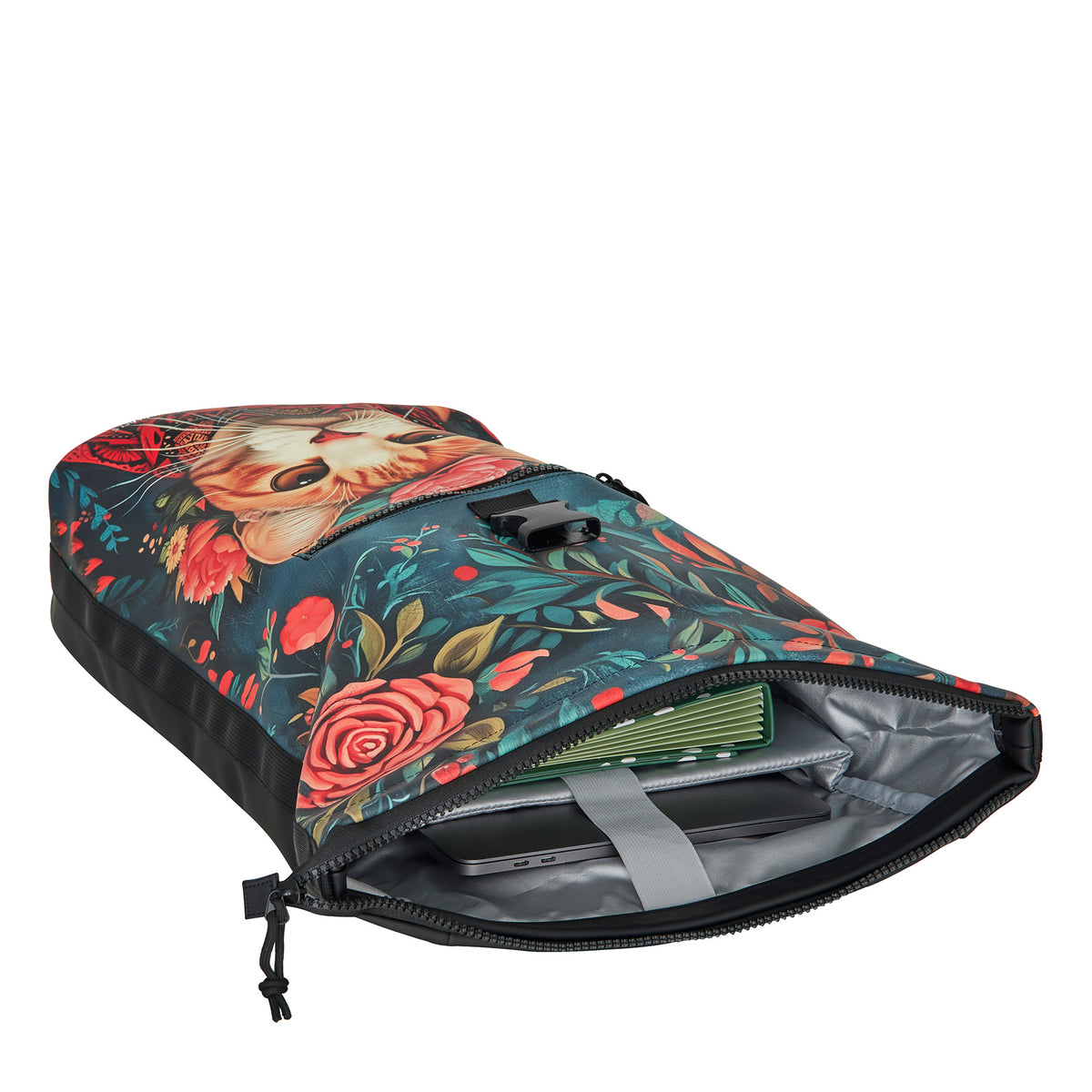 New Rebels New York Katzen Rucksack – Rolltop, wasserabweisend, 15" Laptopfach