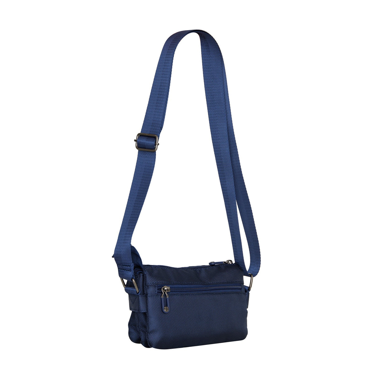 Mustang Umhängetasche Dabas – kleine Schultertasche aus Nylon mit Reißverschlussfächern & verstellbarem Gurt navy blau