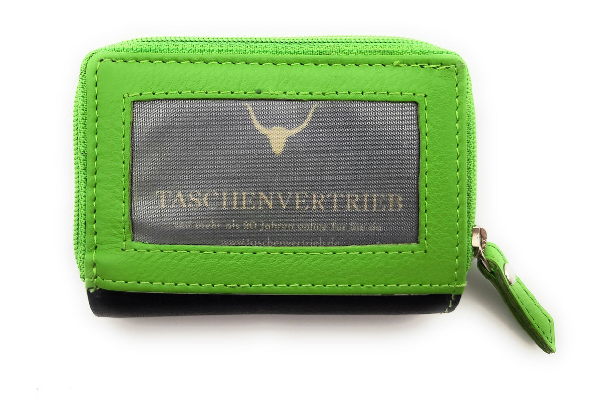 Jockey Club echt Leder Mini Geldbörse Portemonnaie Ausweisbörse mit RFID Schutz schwarz grün