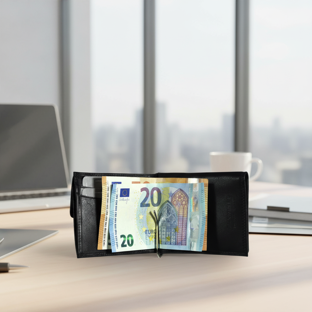 Jockey Club RFID-Geldbörse mit Dollarclip aus echtem Nappaleder – Schwarz