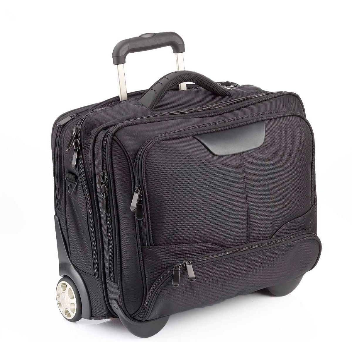 Dermata Business Notebook Trolley Laptop Pilotenkoffer Aktenkoffer bis 17" schwarz innen rot