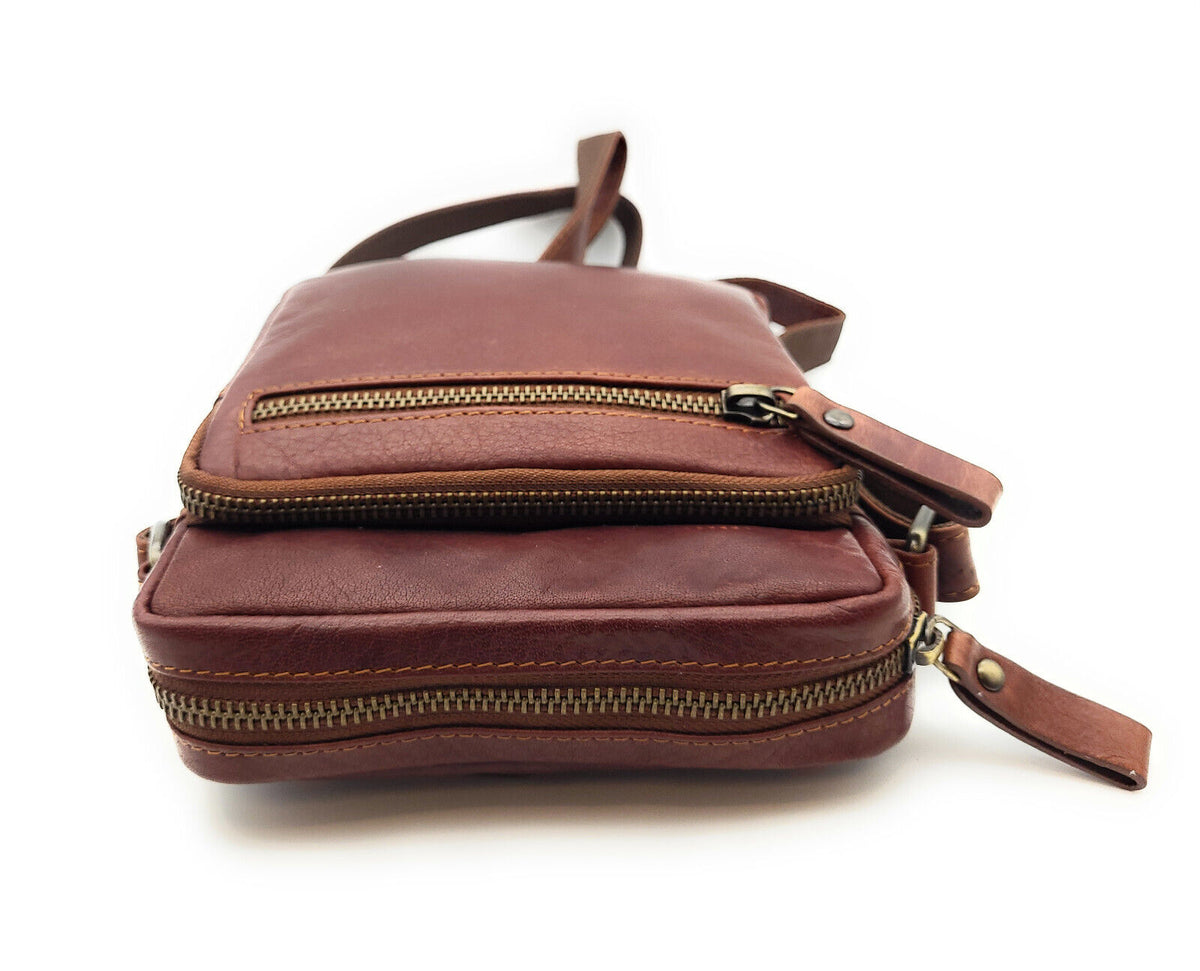 Lemasi echt Leder Herren Schultertasche Umhängetasche Crossbag Handtasche braun