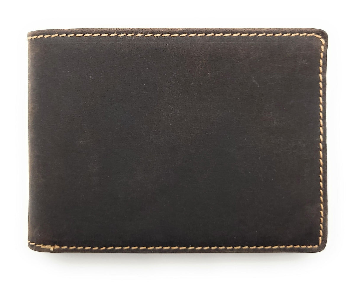 Jockey Club Serie Toro Mini Geldbörse Damen & Herren aus Hunterleder rustikal mit RFID Schutz, kompakt, 6 Kartenfächer, Münzfach mit Chipfach, 2 Scheinfächer, dunkelbraun