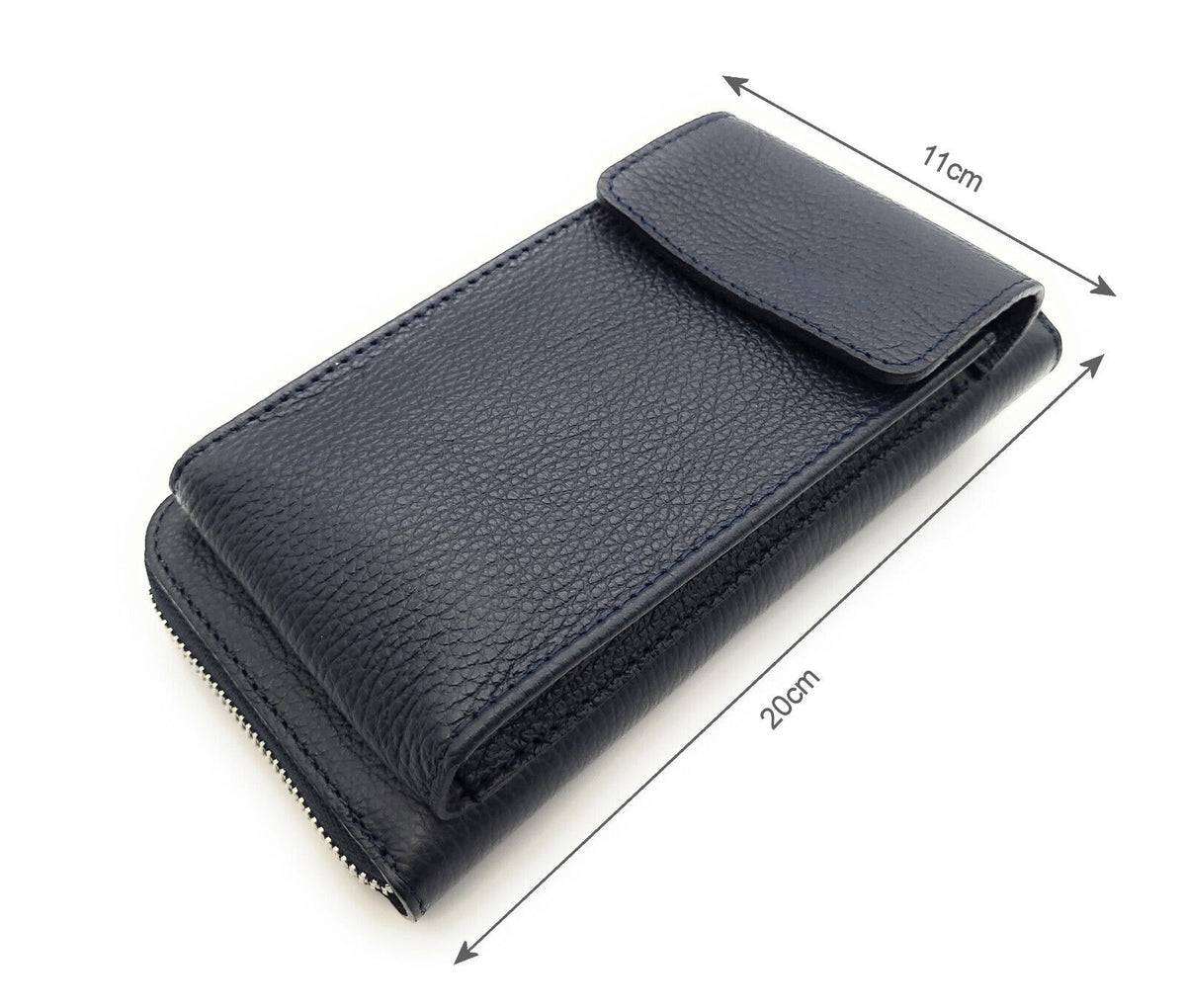 echt Leder Handybörse Smartphonetasche Geldbörse Umhängetasche made in Italy navy blau