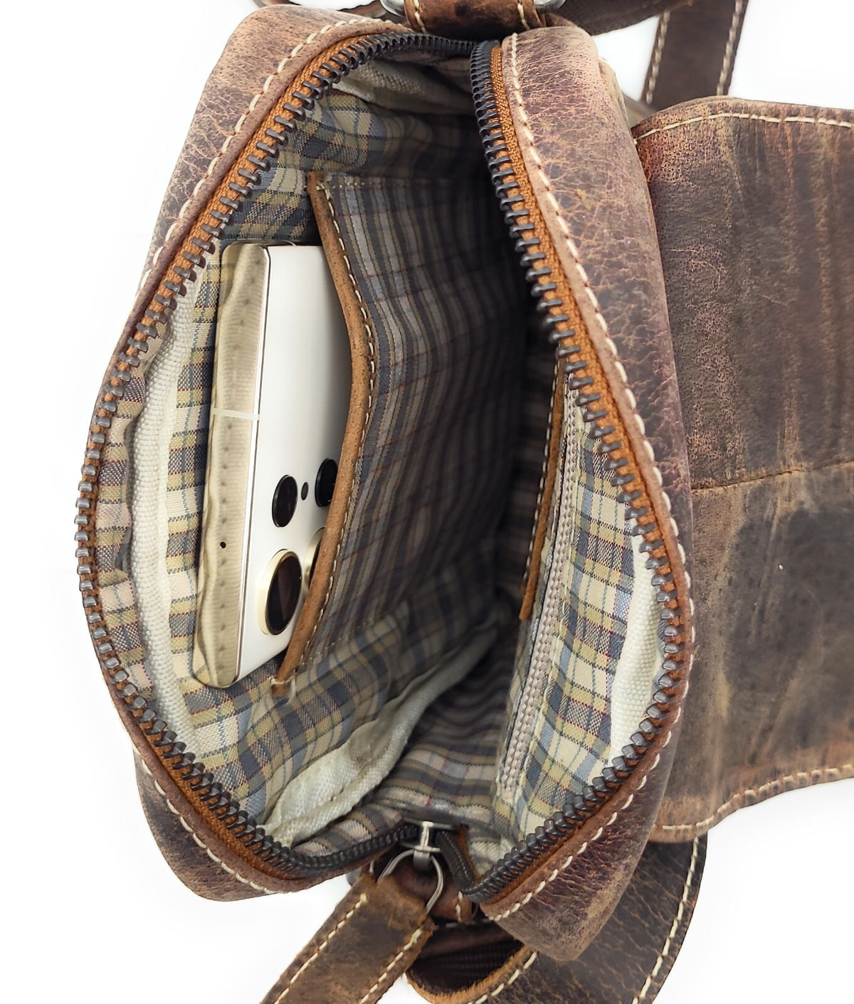 Ven Tomy kleine Unisex Umhängetasche aus Büffelleder – kompakt, robust & mit Smartphonefach