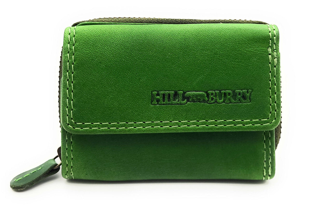 Hill Burry Mini echt Leder Damen Geldbörse Portemonnaie RFID NFC Schutz grün