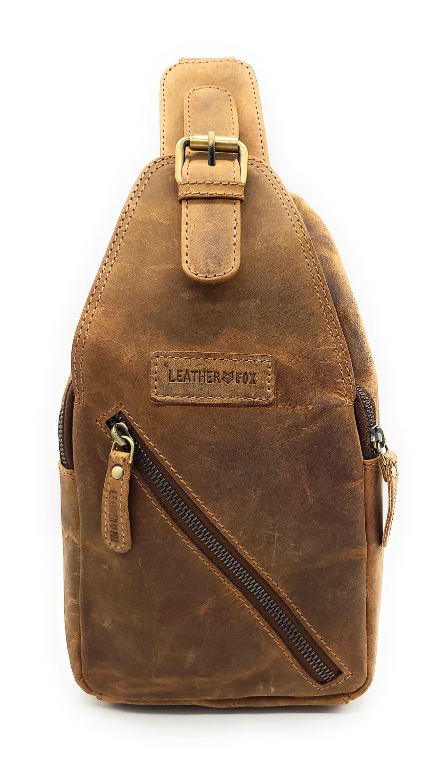 Leatherfox Slingbag aus Hunterleder – Echtleder Umhängetasche | Rechts & Links tragbar | 30x15x8 cm