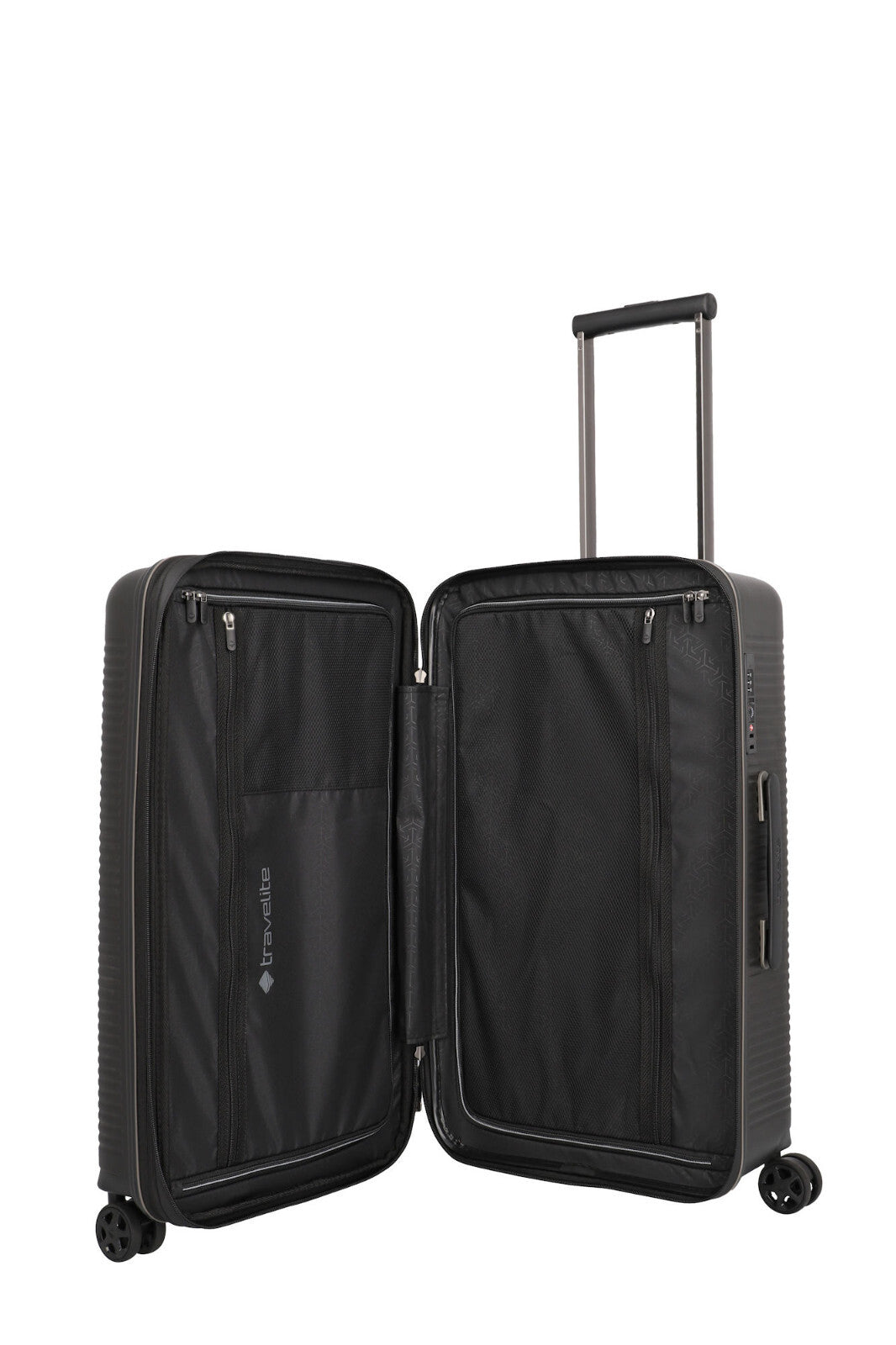 Travelite Roomer M (66 cm, erweiterbar) – 66 l Hartschalenkoffer mit TSA‑Schloss & 4 Doppelrollen