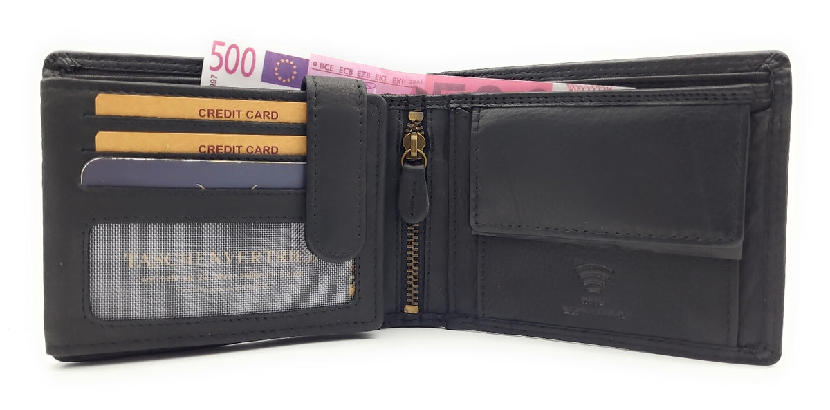 Hill Burry echt Leder Portemonnaie Geldbörse Geldbeutel Anker mit RFID Schutz schwarz