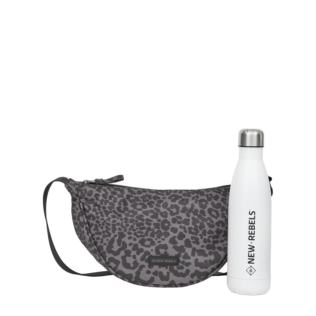New Rebels Moonbag „Stay Wild" – Crossbody-Tasche mit Leopard-Print black, Nylon, 32 × 16 cm