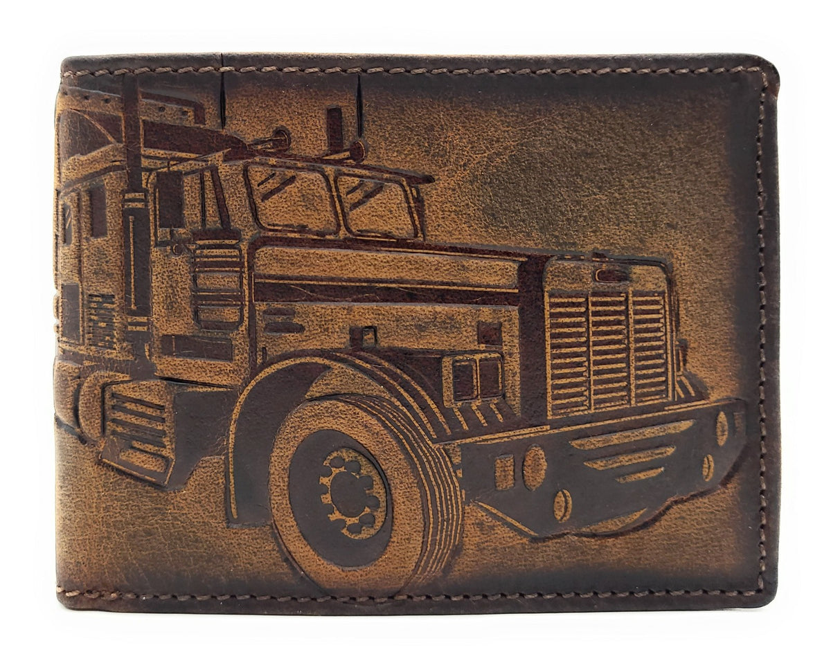 Jockey Club Geldbörse RFID Schutz Büffel Leder - US-Truck Design Handarbeit cognac braun