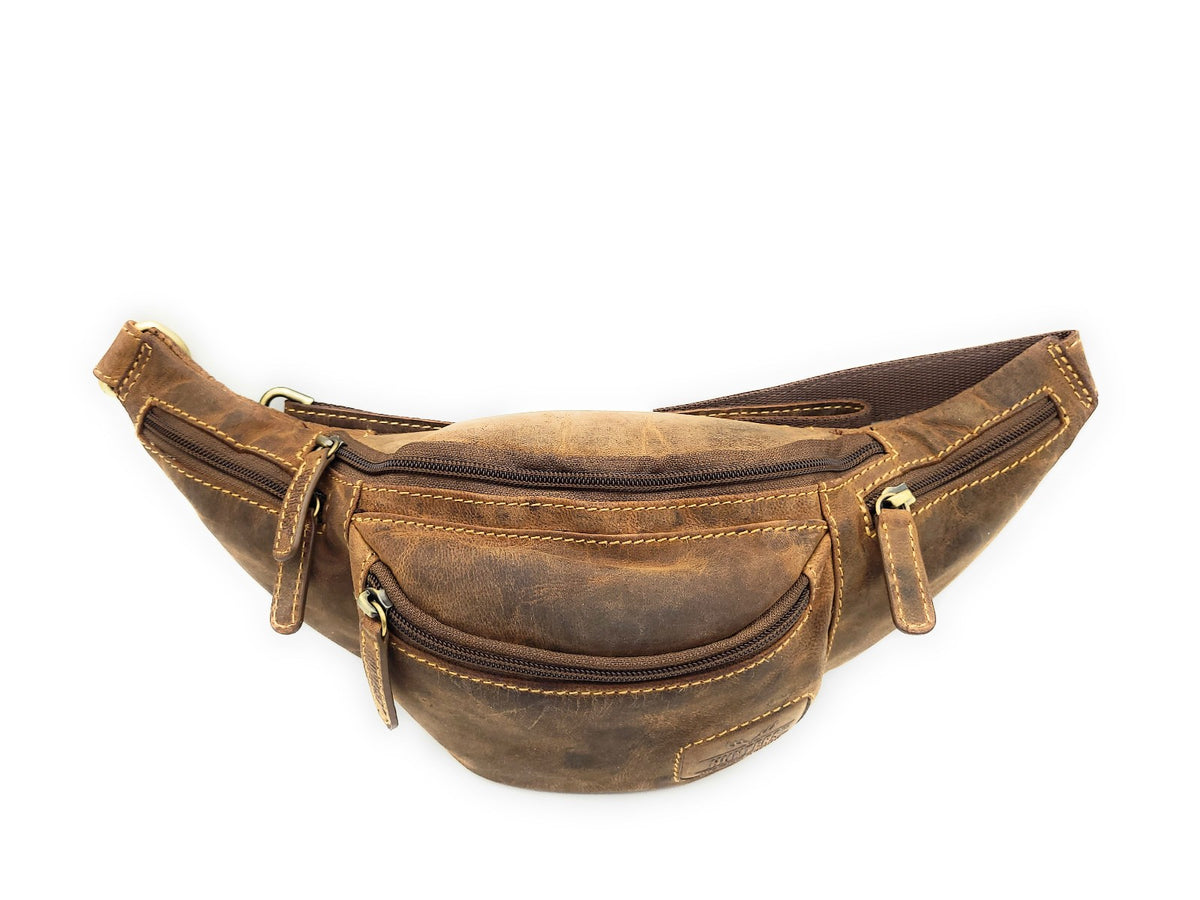 Hunters Bauchtasche aus Hunterleder – robuste Leder-Gürteltasche mit 5 Fächern & verstellbarem Hüftgurt