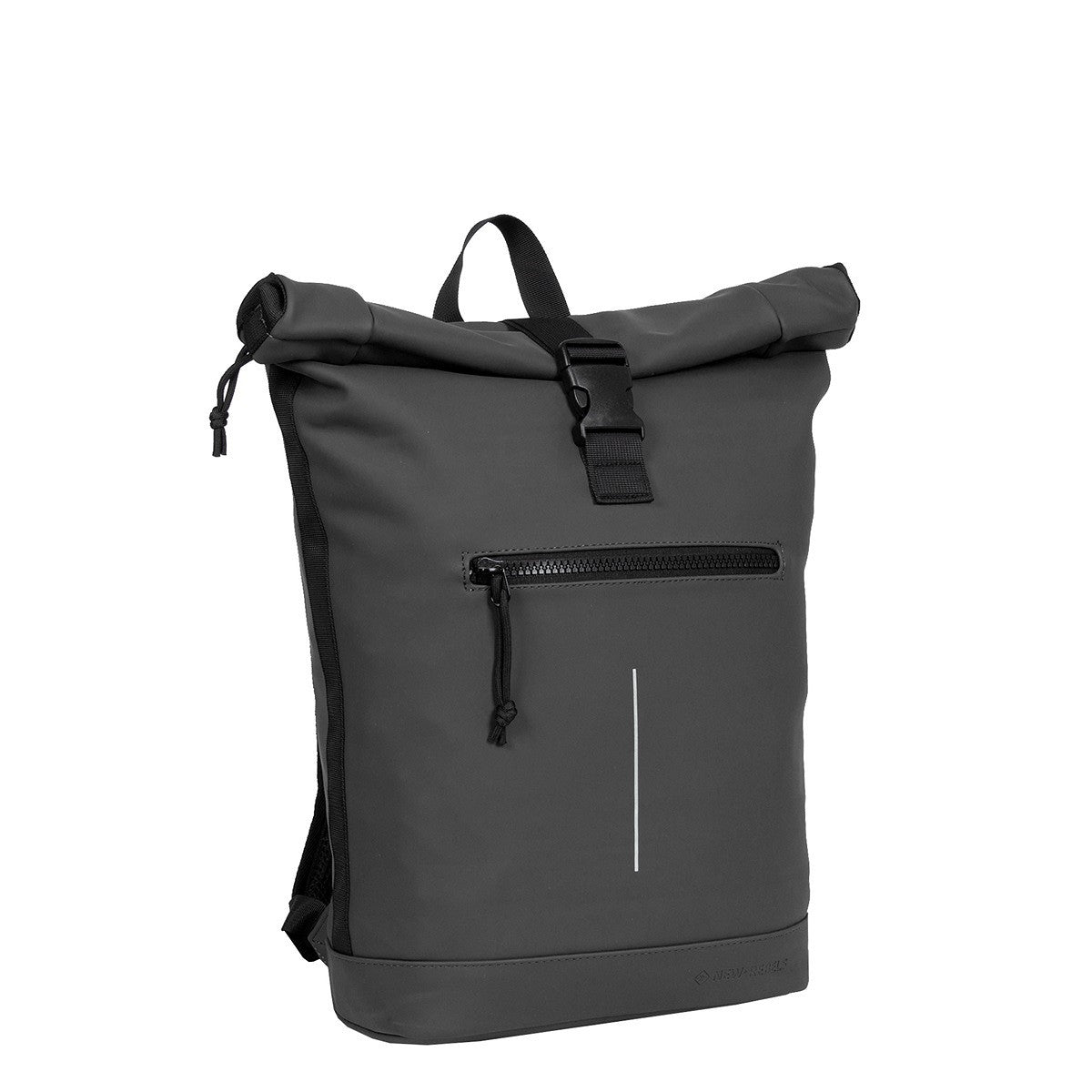 New Rebels New York Rolltop Rucksack Schwarz mit 15-Zoll-Laptopfach – Produktfoto 3