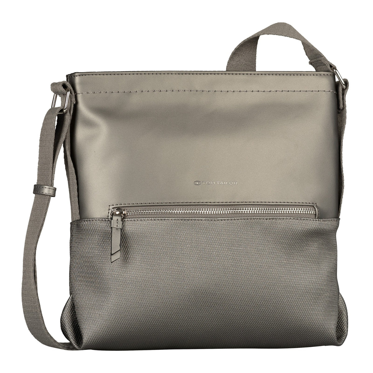Tom Tailor Umhängetasche Erin Damen – mittelgroß 30x9x30 cm – 6 Fächer – Schultertasche casual Style Handtasche metallic grey