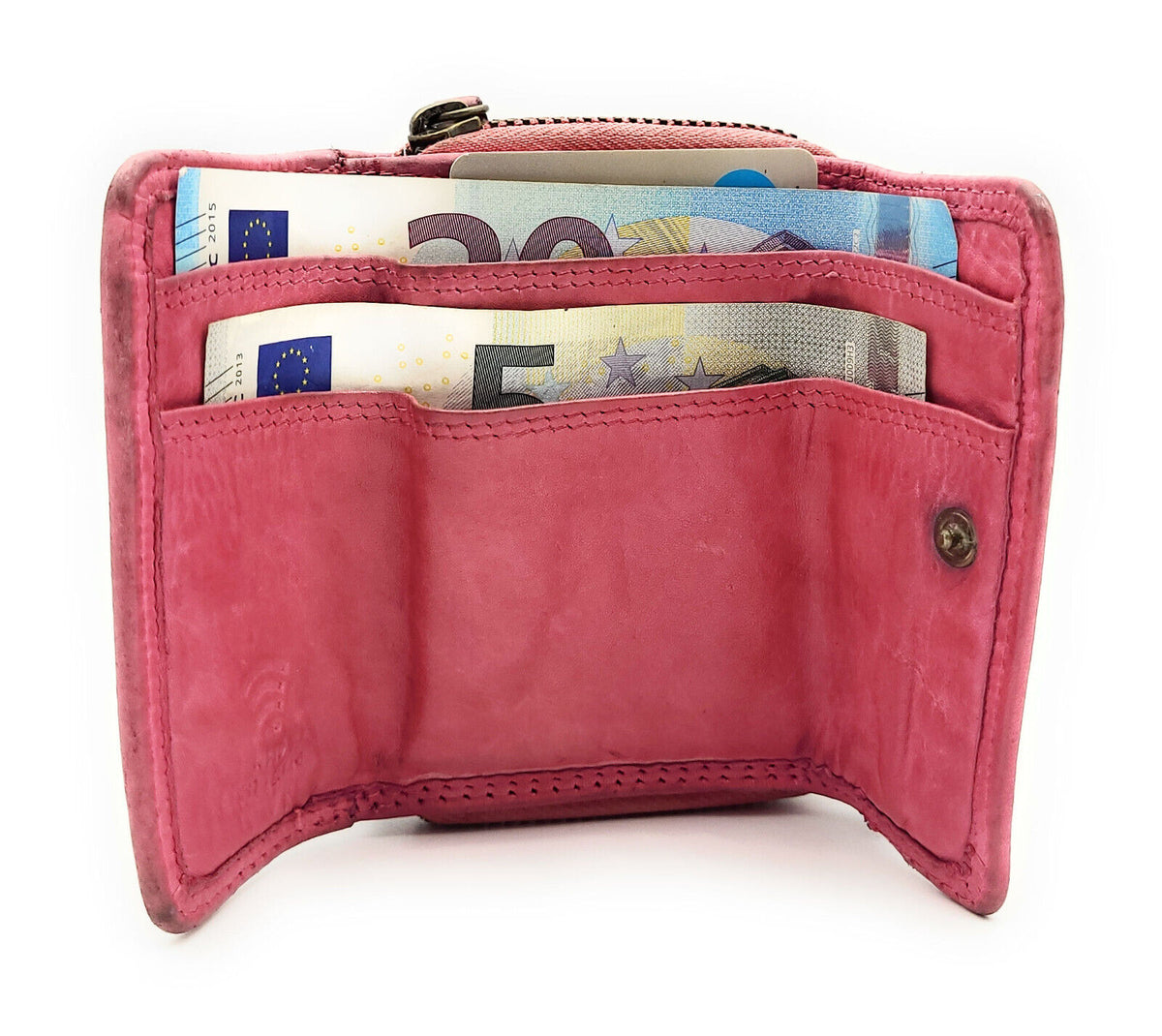 Hill Burry echt Leder Damen Mini Geldbörse Portemonnaie RFID Schutz Waschleder pink