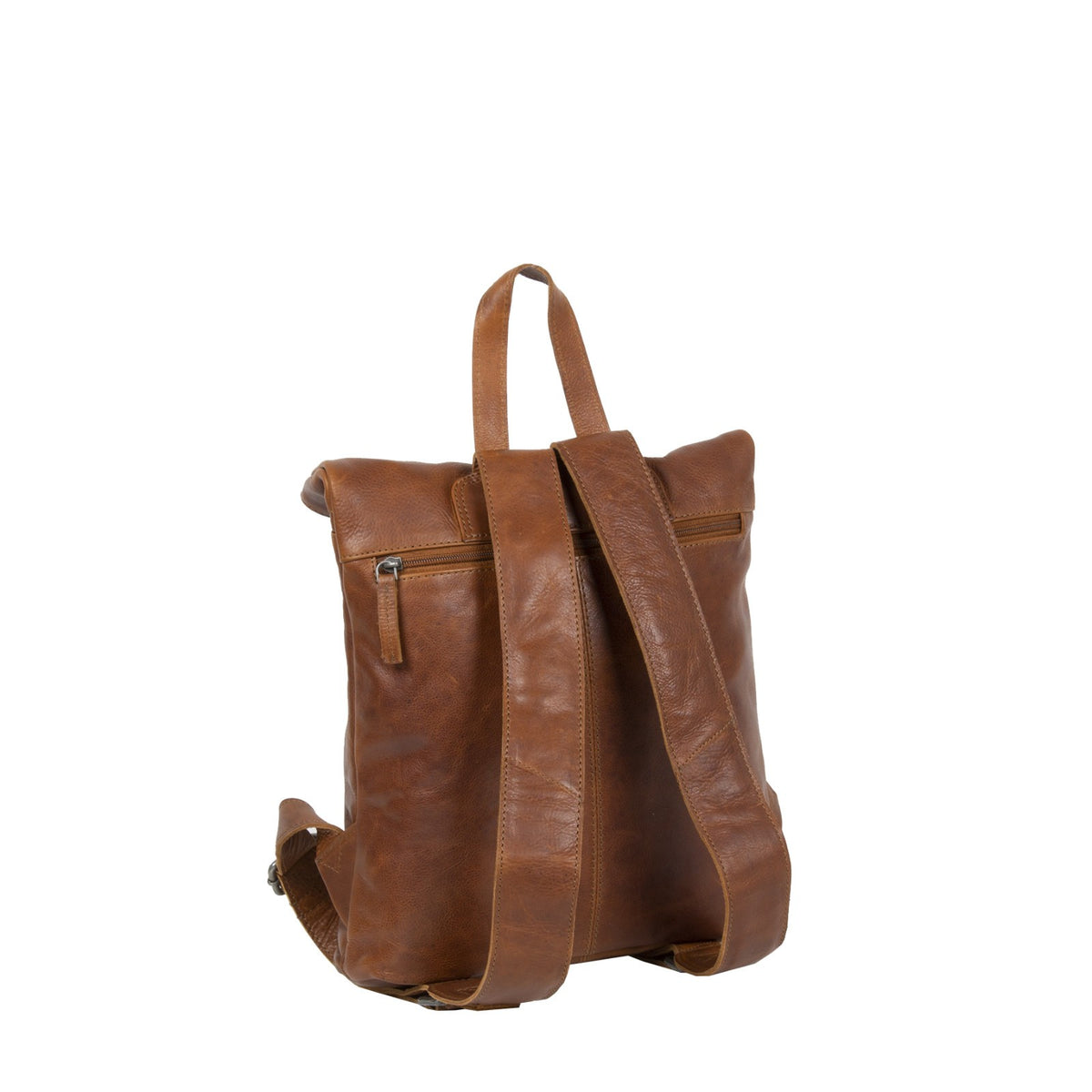 Justified Bags Nynke Rolltop Rucksack aus dickem, echtem Rindleder – Cityrucksack mit Magnetverschluss, Frontfach & Innenlicht – Robuster Leder Rucksack Damen & Herren