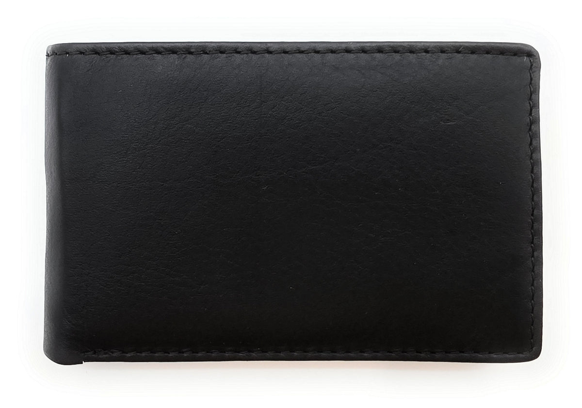 Lemasi Mini Geldbörse Nappaleder Schwarz – RFID-Schutz, 6 Kartenfächer