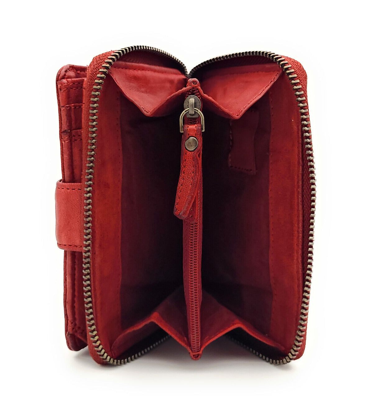 Jockey Club Damen Geldbörse Leder Rot – Vintage RFID Portemonnaie