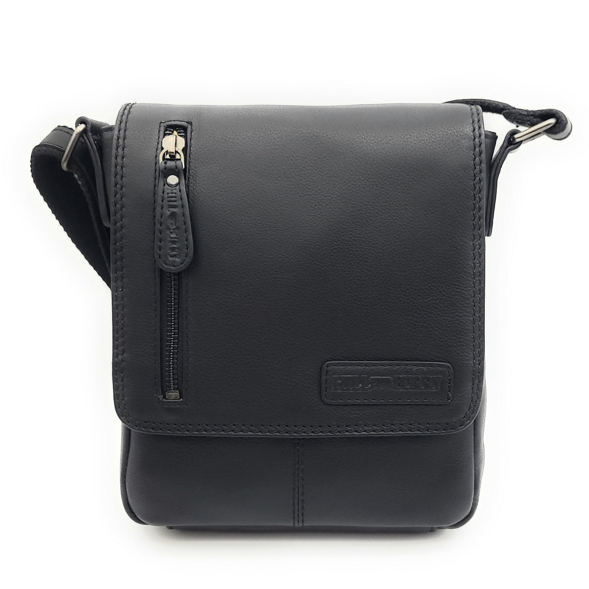 Hillburry Unisex Umhängetasche Schwarz – Echtleder Schultertasche für Damen & Herren