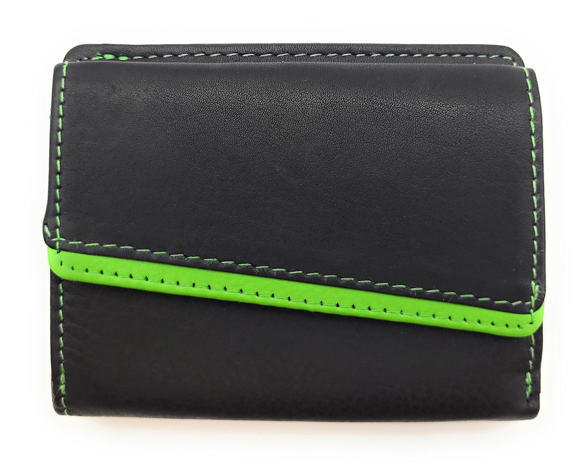 Jockey Club Mini Geldbörse aus Rindleder – Bicolor Lederbörse mit Kontrastnaht, Kartenfächern, Münzfach mit Chipfach, weich & kompakt, 80x95mm