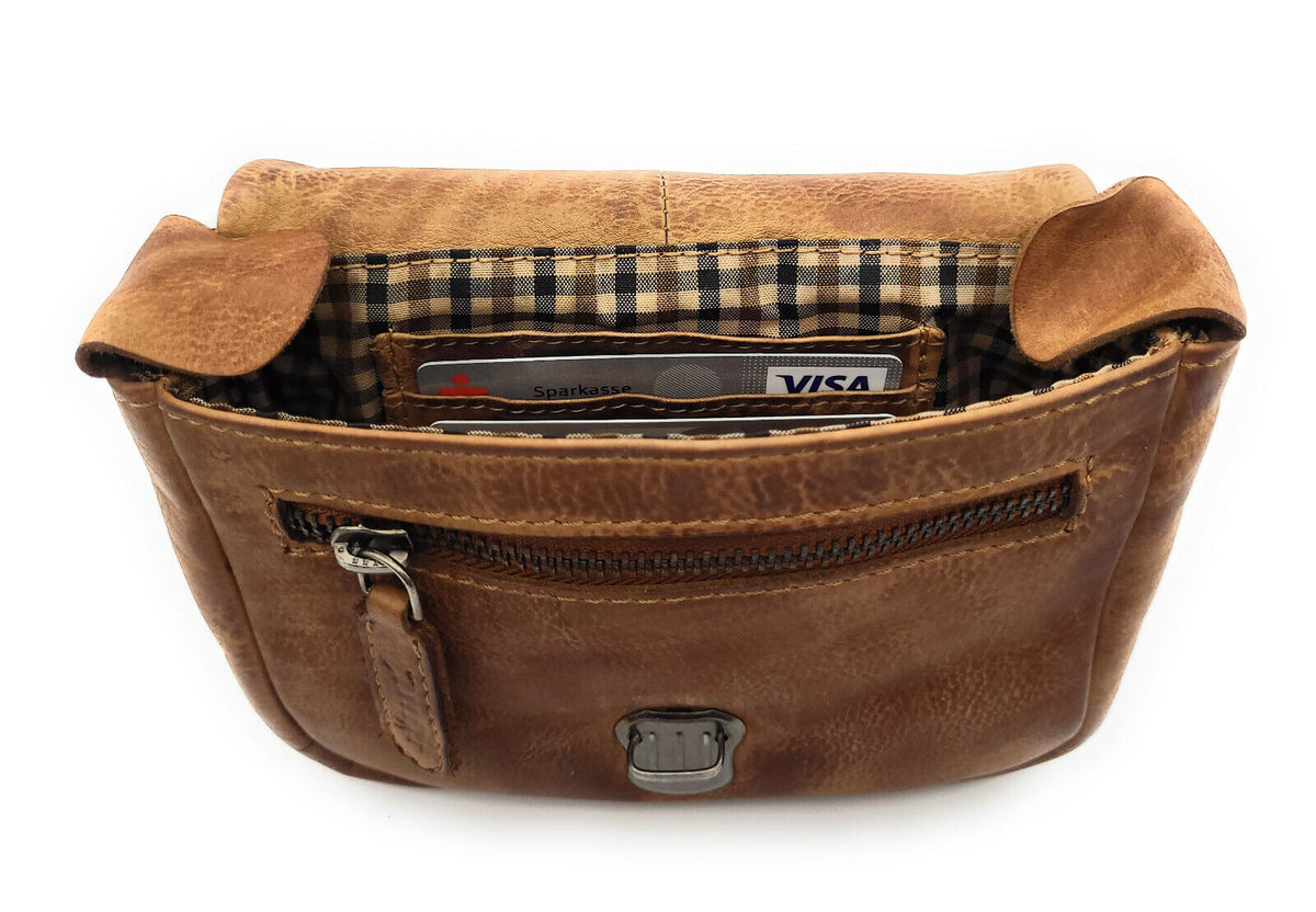 Ven Tomy echt Leder Gürteltasche Bikertasche Hüfttasche Bauchtasche Waschleder braun