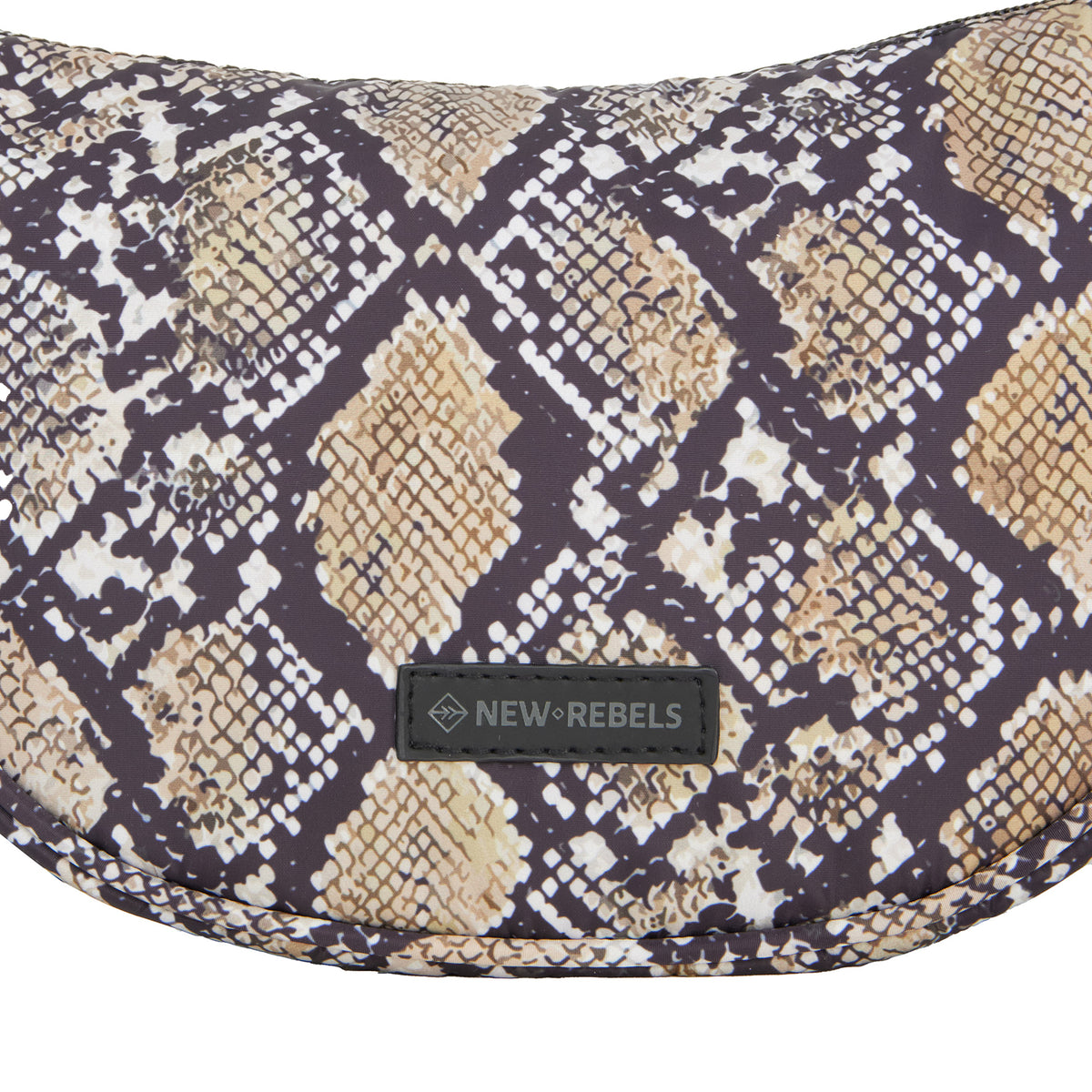 New Rebels Moonbag „Stay Wild" – Crossbody-Tasche mit Schlangen-Print, Nylon, 32 × 16 cm