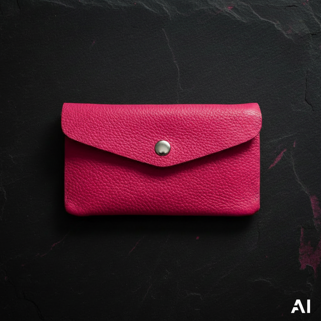 Geldbörse aus echtem Rindleder – kompaktes Leder Portemonnaie Made in Italy neonpink