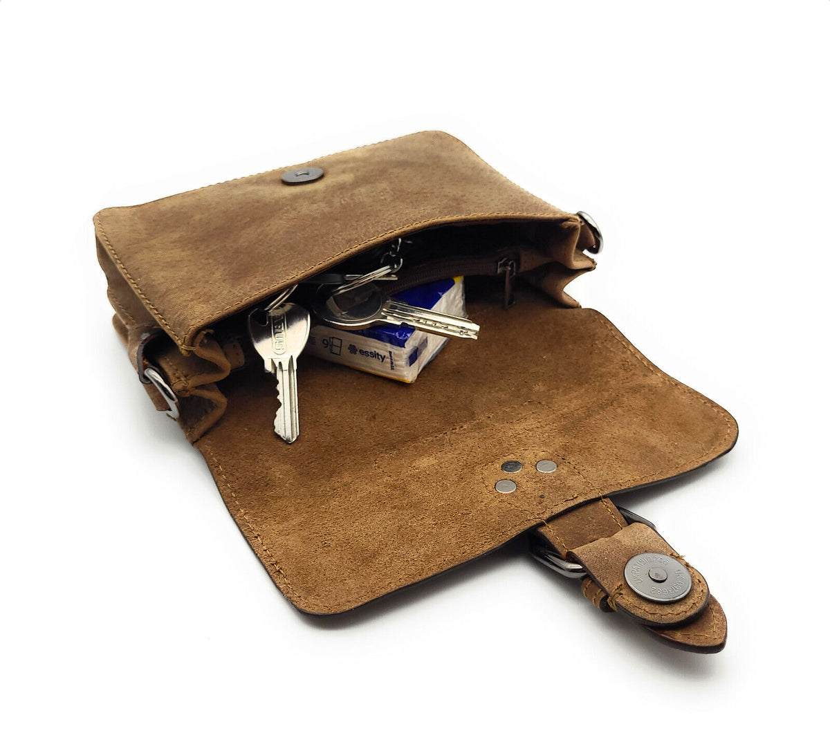 Louis Wallis Leder Gürteltasche Braun – Bikertasche Jagdtasche Hüfttasche mit Schultergurt
