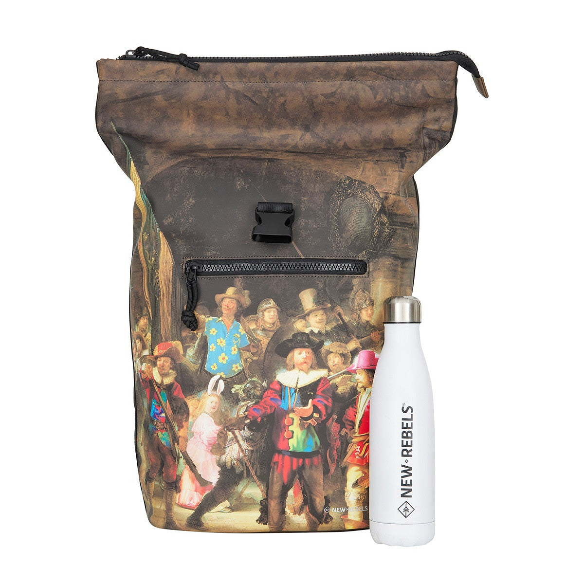 New Rebels New York Nachtwache Rucksack – Rolltop, wasserabweisend, 15" Laptopfach