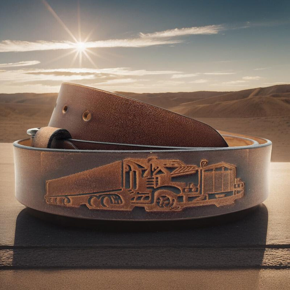 echt Leder Herren Gürtel Ledergürtel Büffelleder Trucker LKW Truck 105cm braun