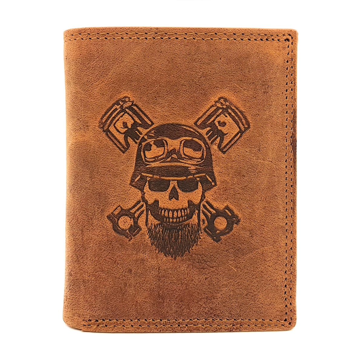 McLean echt Büffel Voll-Leder Geldbörse Portemonnaie Totenkopf Skull mit RFID NFC Schutz braun