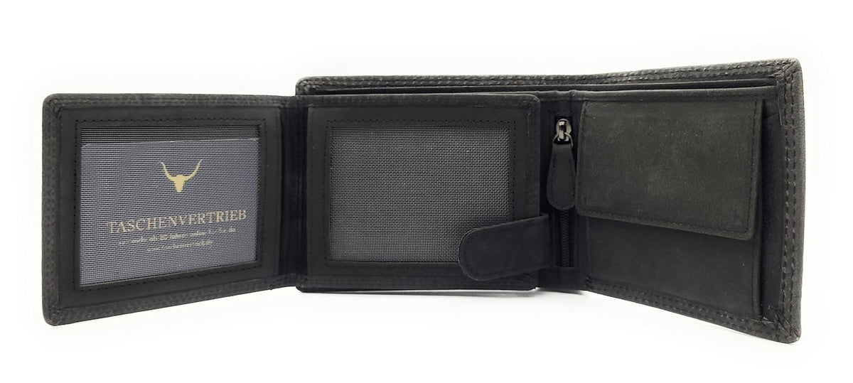 Leder Geldbeutel Herren mit RFID Schutz – maritime Prägung, Vintage Grau