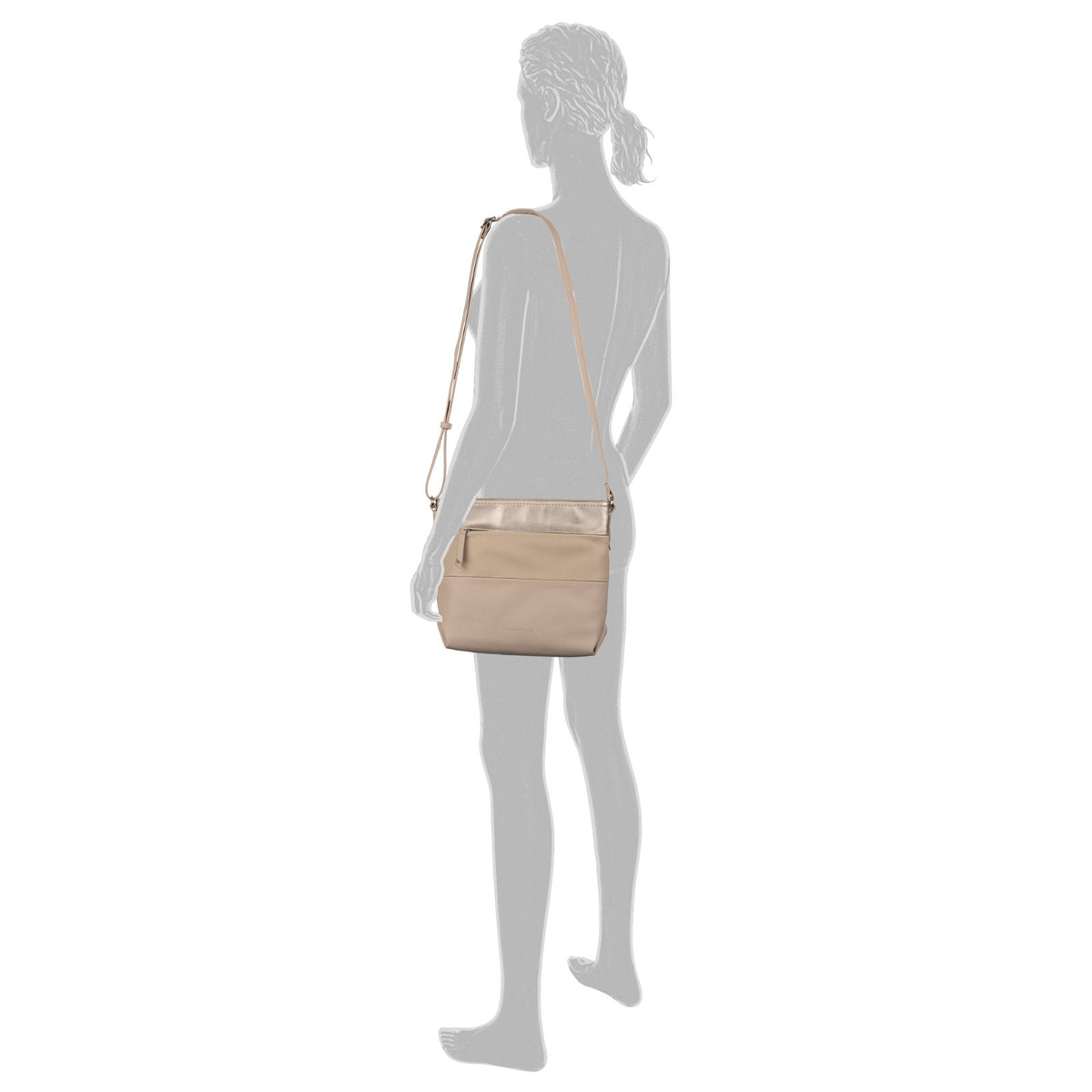 Tom Tailor Umhängetasche Nicolina – PU Handtasche mit Reißverschluss & Fächern – 27,5x10x23 cm mixed taupe
